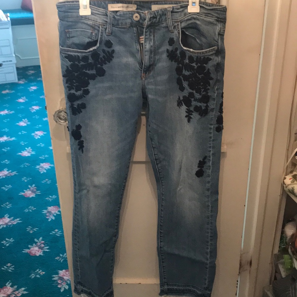 Pilcro Embroidered Boyfriend Jeans